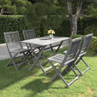 Thumbnail for 5-tlg. Garten-Essgruppe Massivholz Akazie Grau