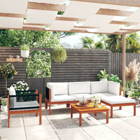 Thumbnail for 6-tlg. Garten-Lounge-Set mit Kissen Cremeweiß Massivholz Akazie