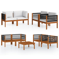 Thumbnail for 5-tlg. Garten-Lounge-Set mit Kissen Cremeweiß Massivholz Akazie