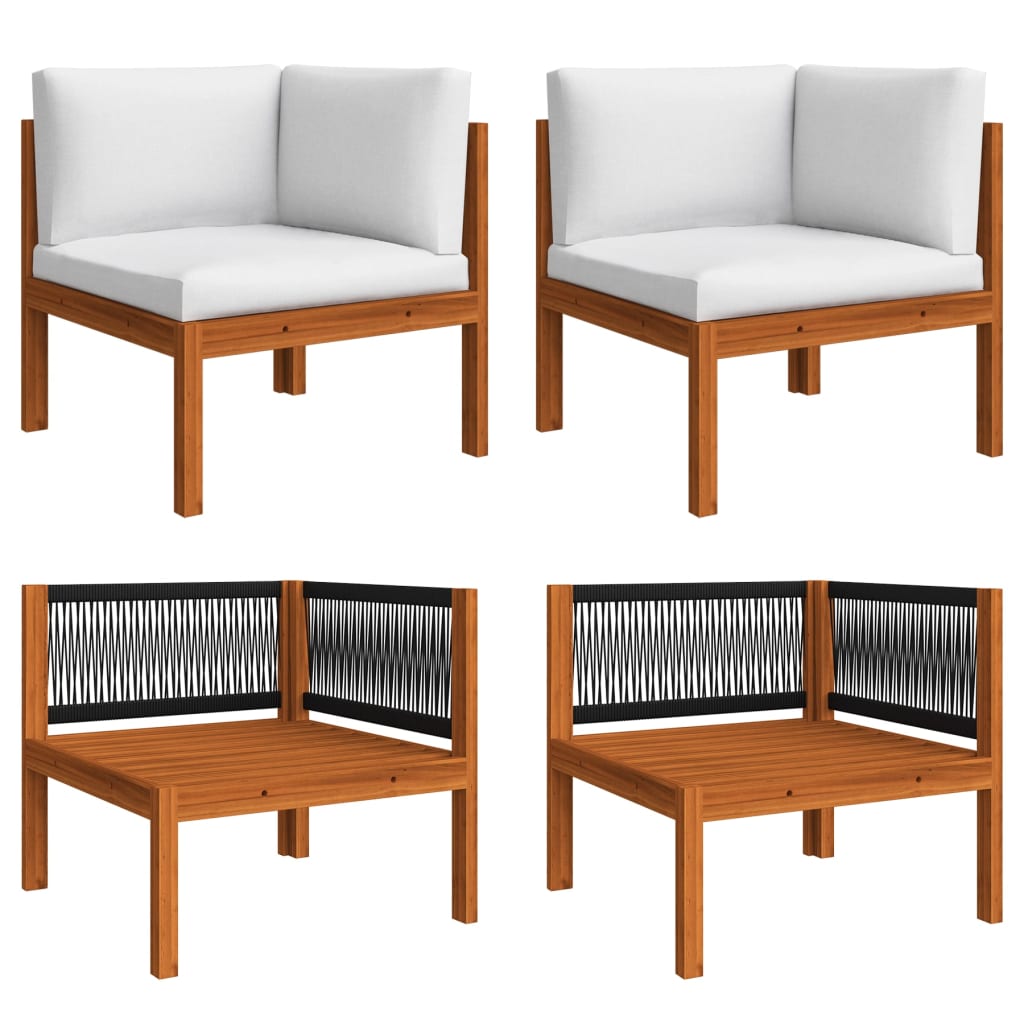 5-tlg. Garten-Lounge-Set mit Kissen Cremeweiß Massivholz Akazie