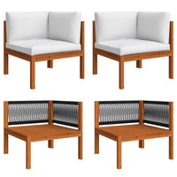 Thumbnail for 5-tlg. Garten-Lounge-Set mit Kissen Cremeweiß Massivholz Akazie