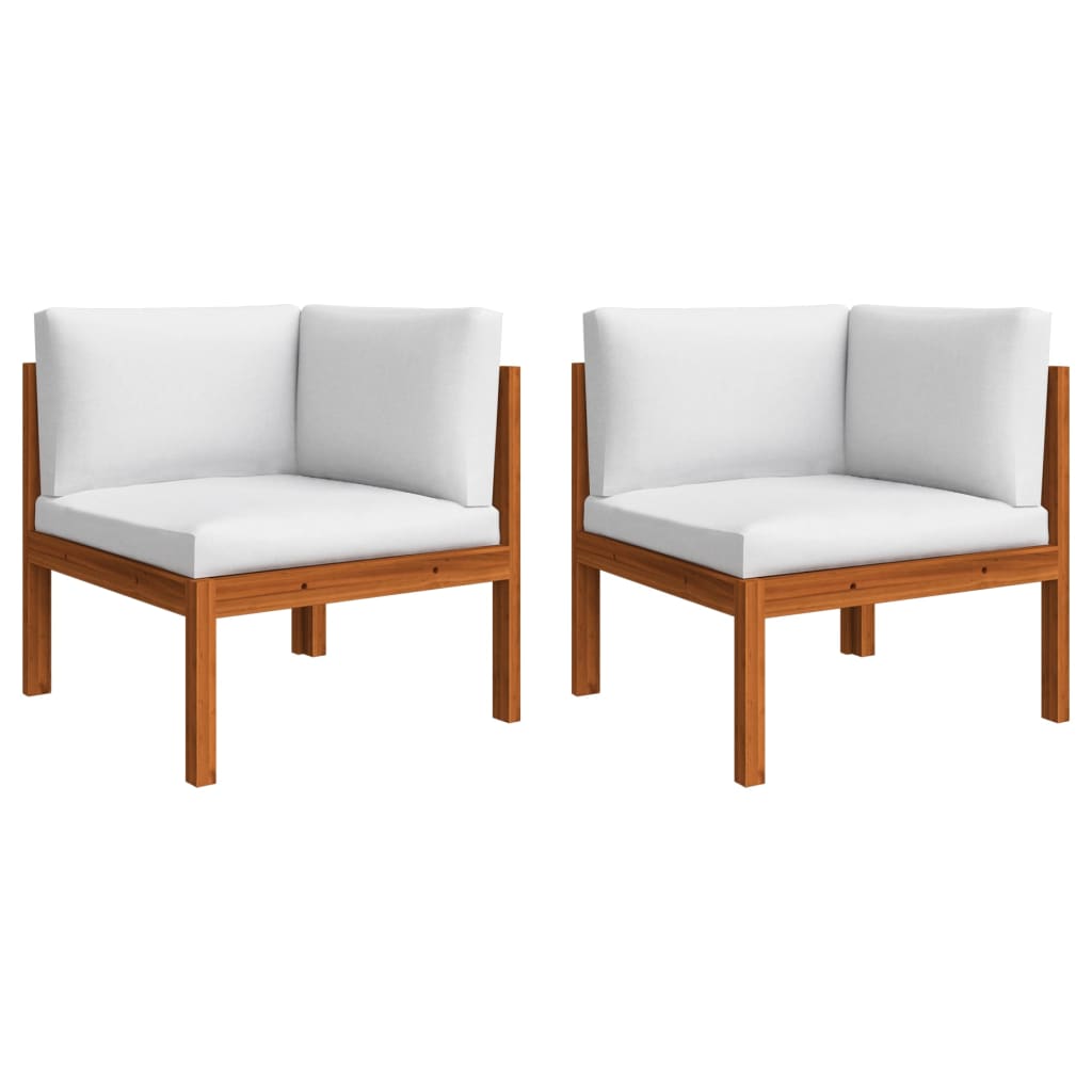 5-tlg. Garten-Lounge-Set mit Kissen Cremeweiß Massivholz Akazie