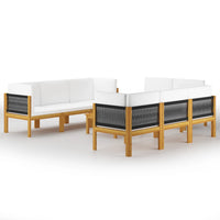 Thumbnail for 9-tlg. Garten-Lounge-Set mit Kissen Cremeweiß Massivholz Akazie