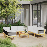Thumbnail for 9-tlg. Garten-Lounge-Set mit Kissen Cremeweiß Massivholz Akazie