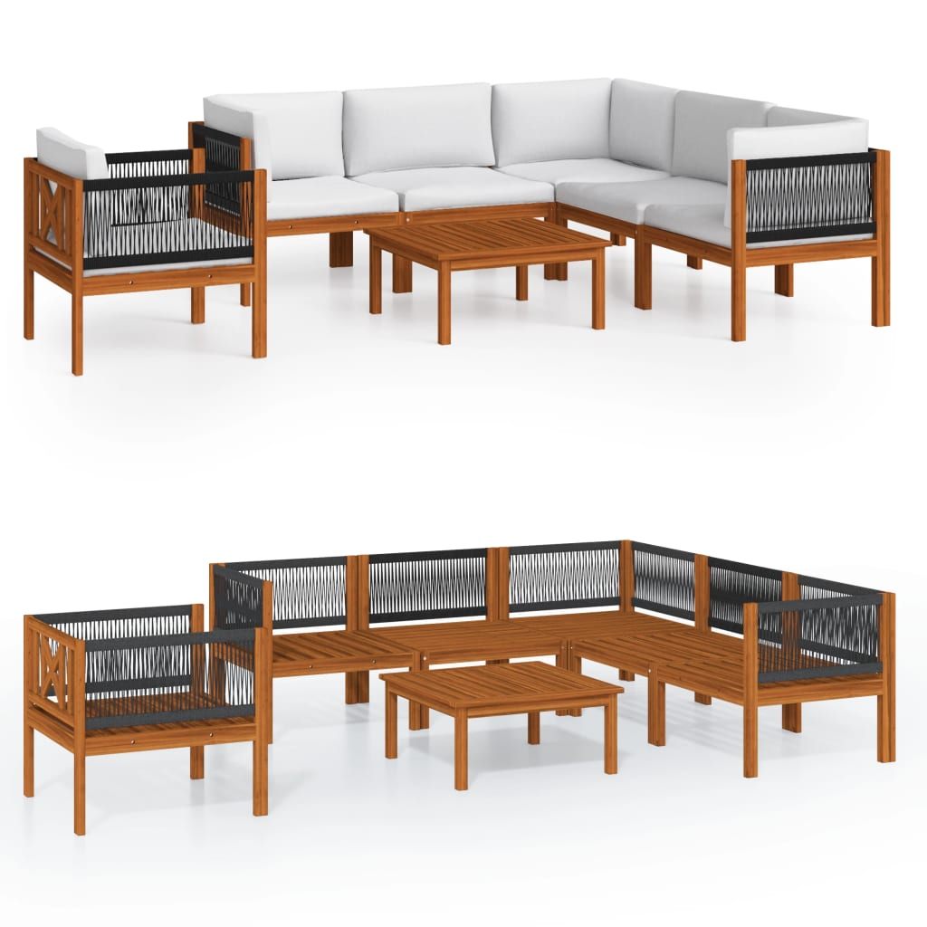 7-tlg. Garten-Lounge-Set mit Kissen Cremeweiß Massivholz Akazie