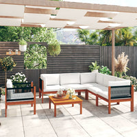 Thumbnail for 7-tlg. Garten-Lounge-Set mit Kissen Cremeweiß Massivholz Akazie