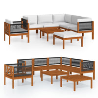 Thumbnail for 8-tlg. Garten-Lounge-Set mit Kissen Cremeweiß Massivholz Akazie