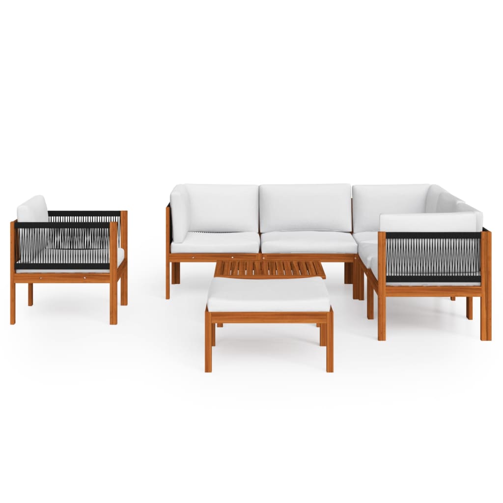 8-tlg. Garten-Lounge-Set mit Kissen Cremeweiß Massivholz Akazie