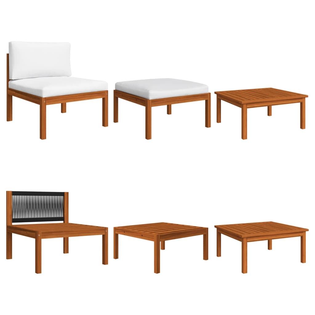 8-tlg. Garten-Lounge-Set mit Kissen Cremeweiß Massivholz Akazie