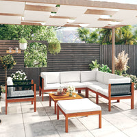 Thumbnail for 8-tlg. Garten-Lounge-Set mit Kissen Cremeweiß Massivholz Akazie