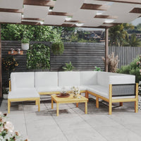 Thumbnail for 8-tlg. Garten-Lounge-Set mit Kissen Cremeweiß Massivholz Akazie