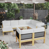 Thumbnail for 10-tlg. Garten-Lounge-Set mit Kissen Cremeweiß Massivholz Akazie