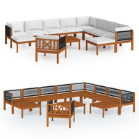 Thumbnail for 12-tlg. Garten-Lounge-Set mit Kissen Cremeweiß Massivholz Akazie