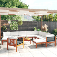 Thumbnail for 12-tlg. Garten-Lounge-Set mit Kissen Cremeweiß Massivholz Akazie