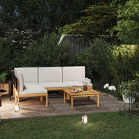 Thumbnail for 5-tlg. Garten-Lounge-Set mit Kissen Cremeweiß Massivholz Akazie