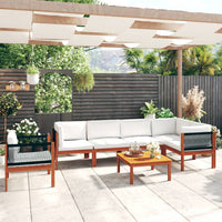 Thumbnail for 7-tlg. Garten-Lounge-Set mit Kissen Cremeweiß Massivholz Akazie