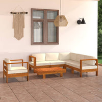 Thumbnail for 7-tlg. Garten-Lounge-Set mit Creme Auflagen Massivholz Akazie