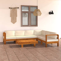 Thumbnail for 7-tlg. Garten-Lounge-Set mit Creme Auflagen Massivholz Akazie