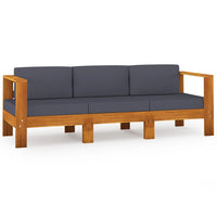 Thumbnail for 3-Sitzer-Gartensofa mit Dunkelgrauen Auflagen Massivholz Akazie