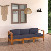 Thumbnail for 3-Sitzer-Gartensofa mit Dunkelgrauen Auflagen Massivholz Akazie