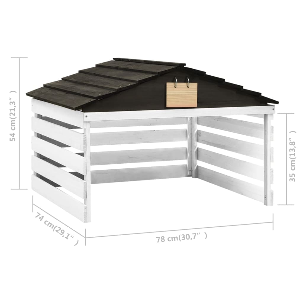 Mähroboter-Garage Schwarz und Weiß 78x74x54 cm Tannenholz