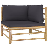 Thumbnail for 4-tlg. Garten-Lounge-Set mit Dunkelgrauen Kissen Bambus