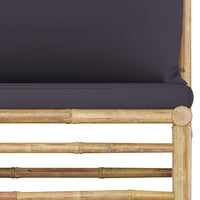 Thumbnail for 4-tlg. Garten-Lounge-Set mit Dunkelgrauen Kissen Bambus