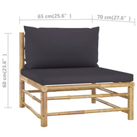 Thumbnail for 4-tlg. Garten-Lounge-Set mit Dunkelgrauen Kissen Bambus