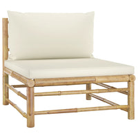 Thumbnail for 4-tlg. Garten-Lounge-Set mit Cremeweißen Kissen Bambus