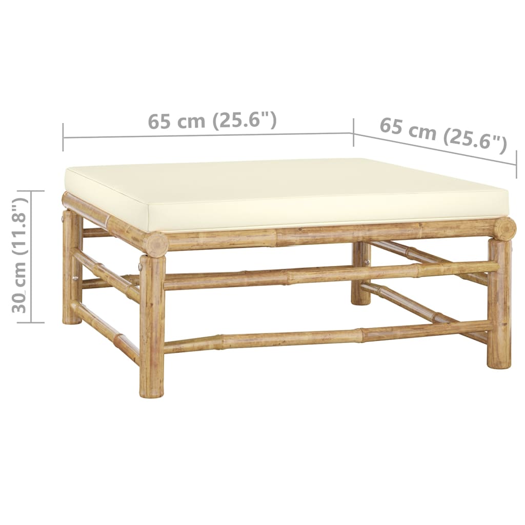 4-tlg. Garten-Lounge-Set mit Cremeweißen Kissen Bambus