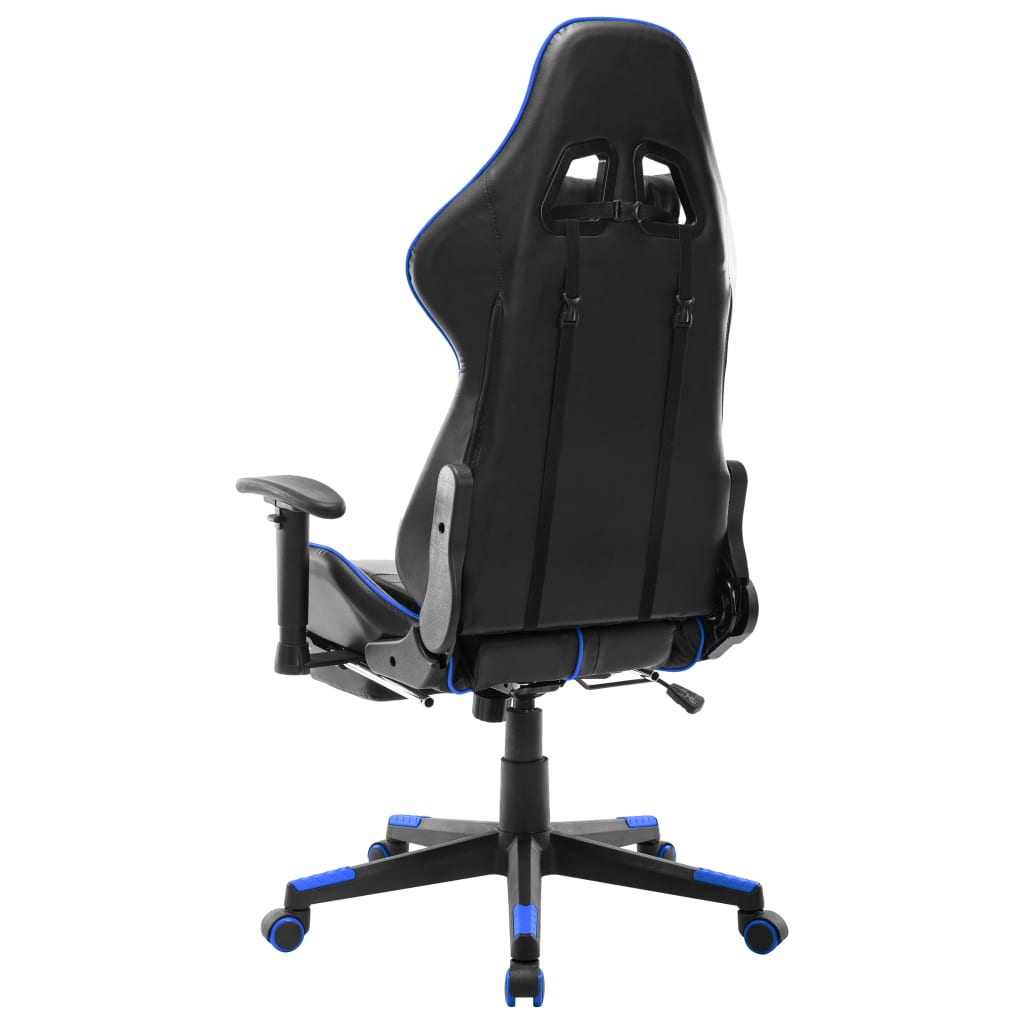Gaming-Stuhl mit Fußstütze Schwarz und Blau Kunstleder