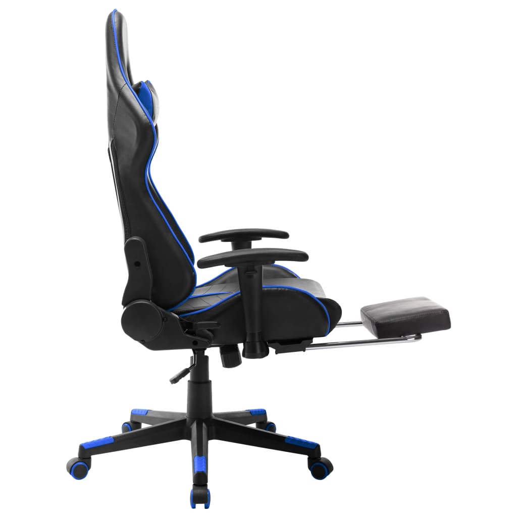 Gaming-Stuhl mit Fußstütze Schwarz und Blau Kunstleder