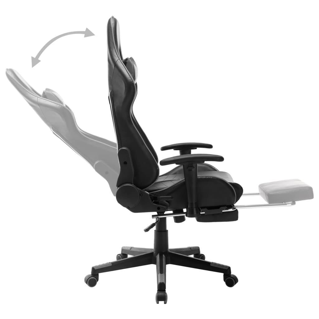 Gaming-Stuhl mit Fußstütze Schwarz und Grau Kunstleder
