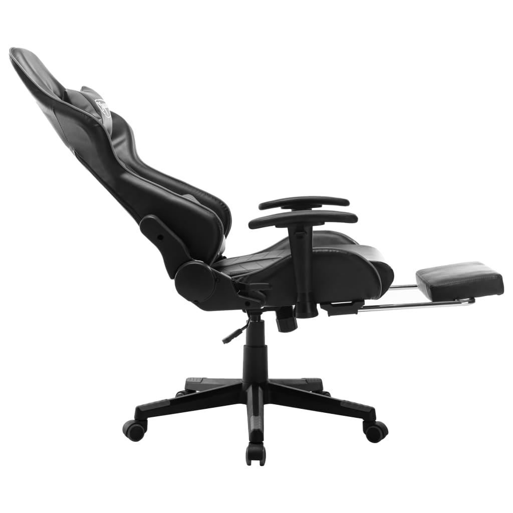 Gaming-Stuhl mit Fußstütze Schwarz und Grau Kunstleder