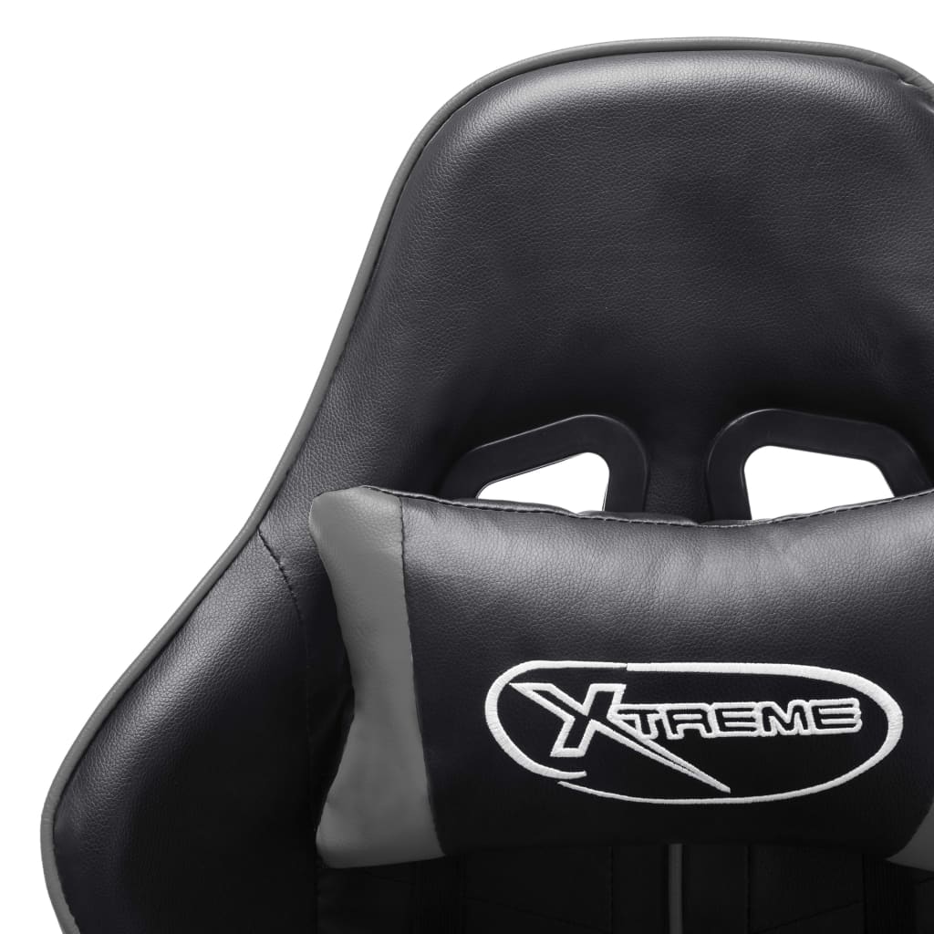 Gaming-Stuhl mit Fußstütze Schwarz und Grau Kunstleder