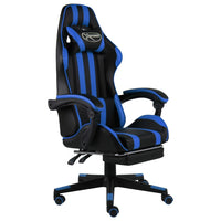 Thumbnail for Gaming-Stuhl mit Fußstütze Schwarz und Blau Kunstleder