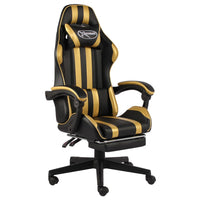 Thumbnail for Gaming-Stuhl mit Fußstütze Schwarz und Golden Kunstleder