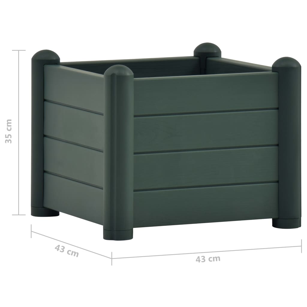Garten-Hochbeet PP Grün 43x43x35 cm