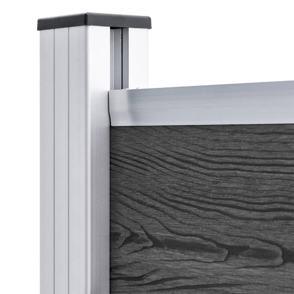 Zaunelement WPC 95x186 cm Schwarz
