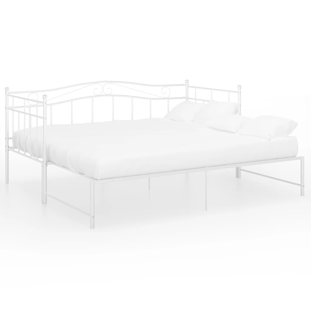Ausziehsofa Bettgestell Weiß Metall 90x200 cm