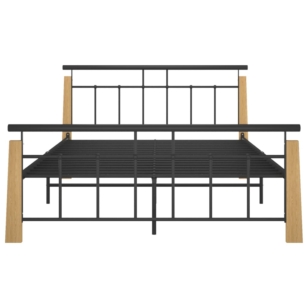 Bettgestell Metall und Massivholz Eiche 140x200 cm