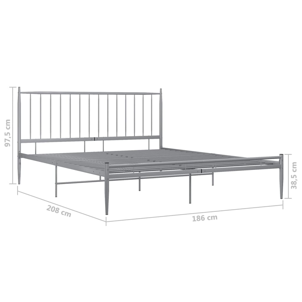 Bett Grau Metall 180x200 cm