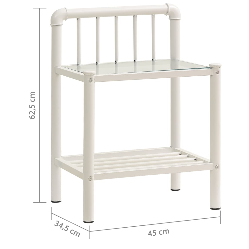 Nachttisch Weiß Transparent 45x34,5x62,5 cm Metall und Glas