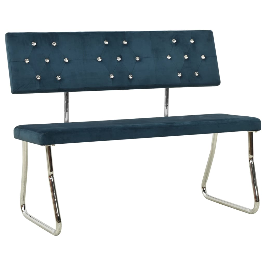 Sitzbank 110 cm Blau Samt