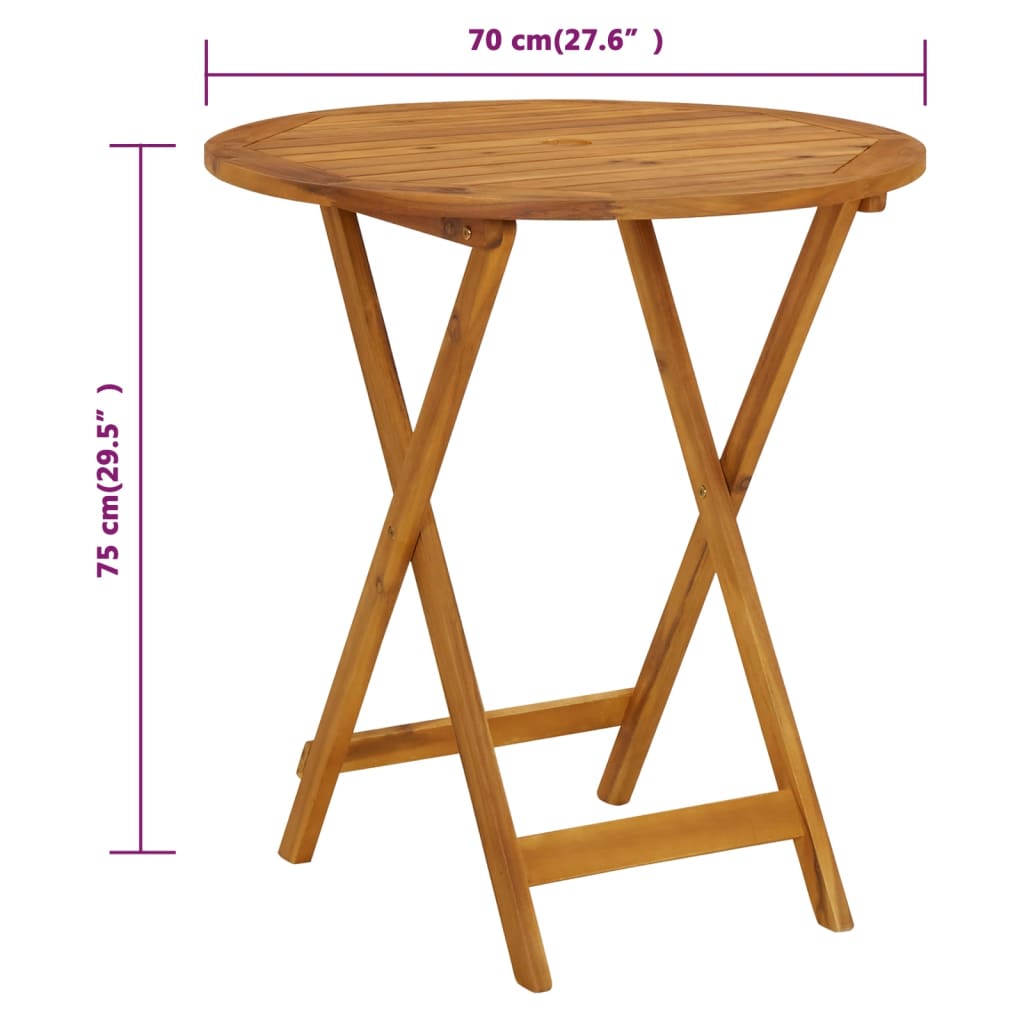 Klappbarer Gartentisch 70 cm Massivholz Akazie