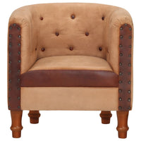 Thumbnail for Sessel Braun Echtleder und Massivholz Mango