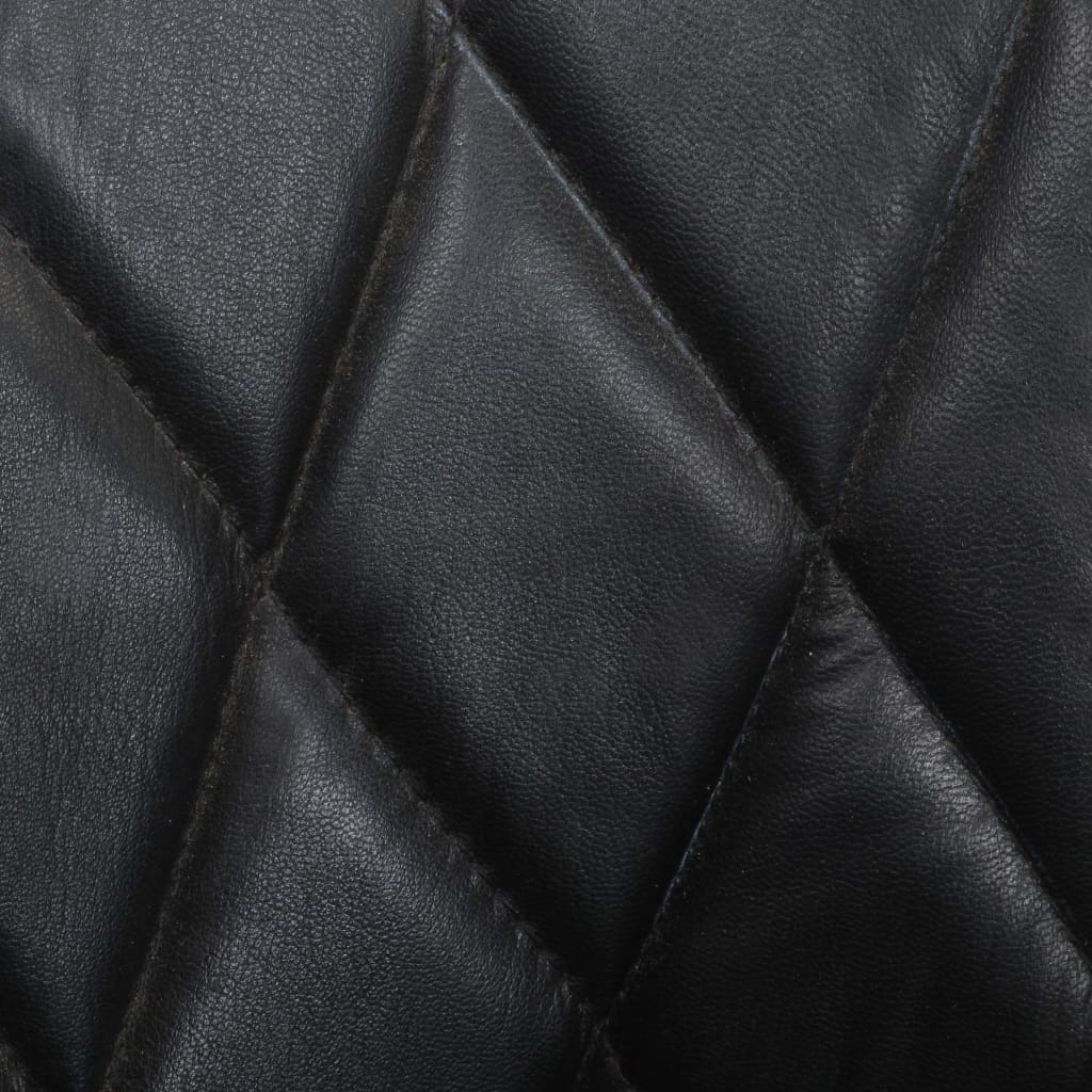 Sessel Schwarz Echtleder und Massivholz Mango