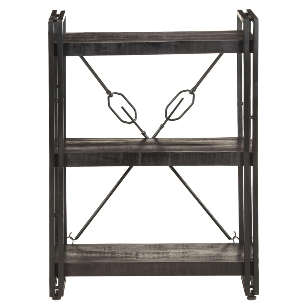 Bücherregal 3 Fächer Schwarz 60x30x80 cm Mango Massivholz