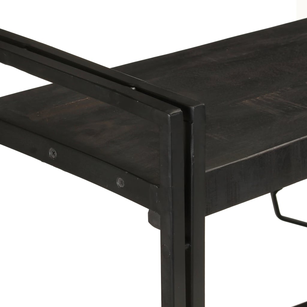Bücherregal 3 Fächer Schwarz 140x30x80 cm Mango Massivholz