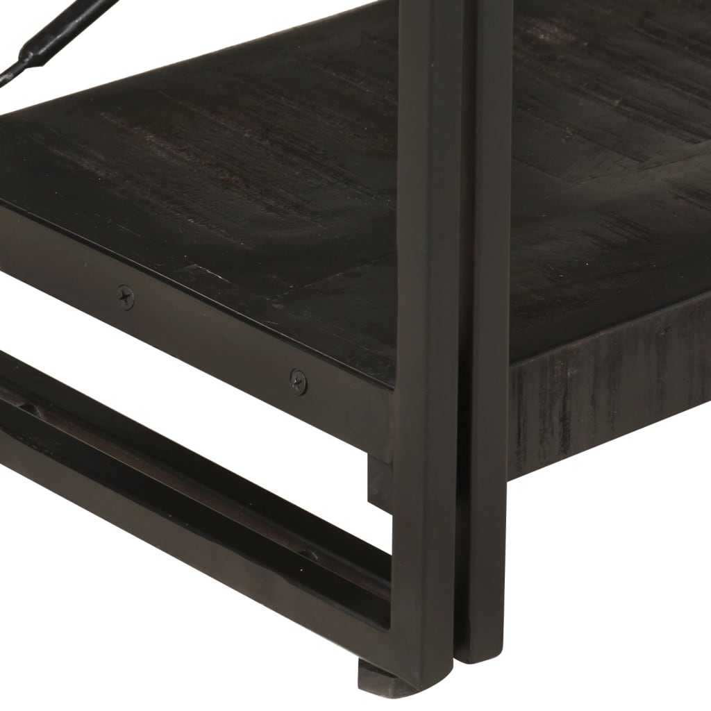Bücherregal 3 Fächer Schwarz 140x30x80 cm Mango Massivholz
